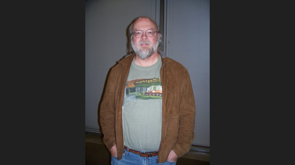 Computer scientist James Gosling standing at an SVLUG meeting in 2008.