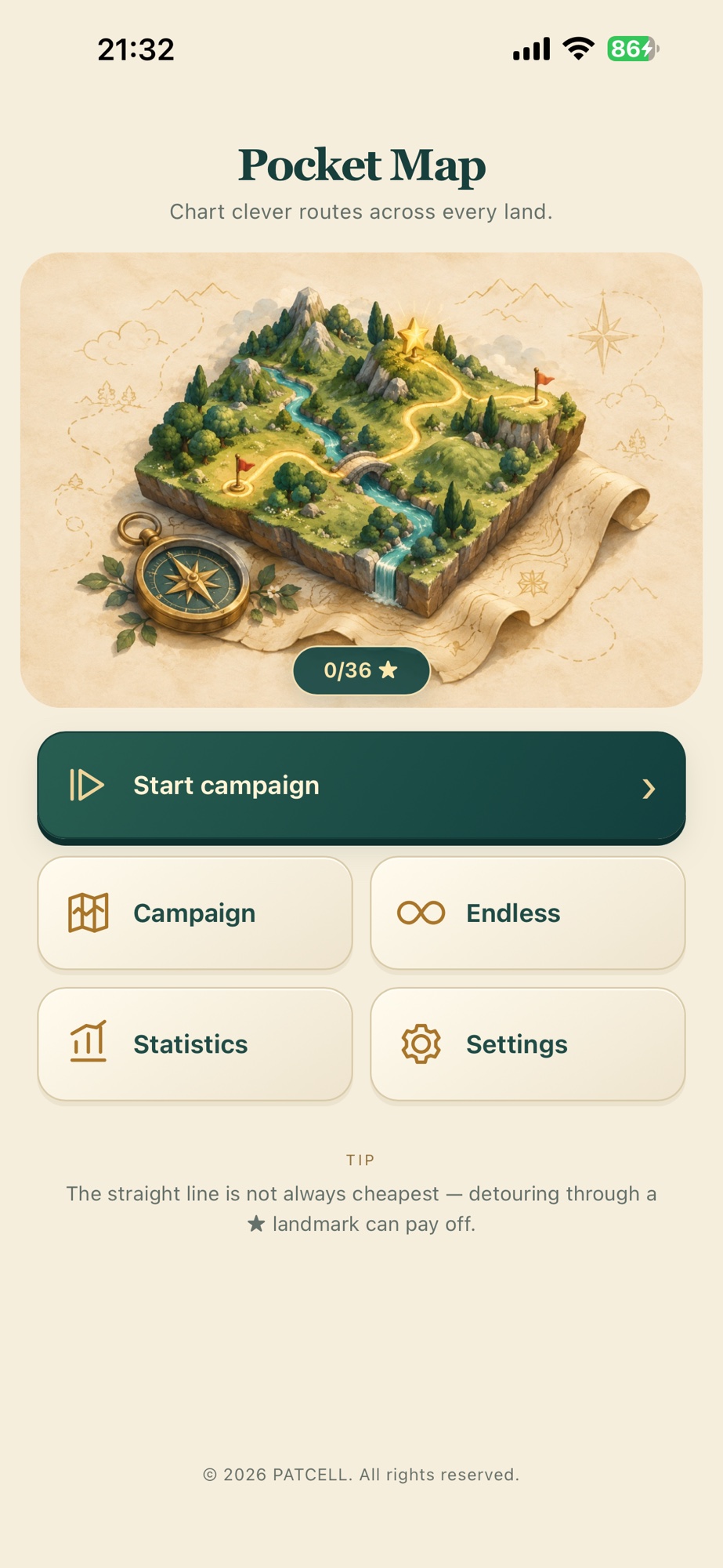 Pocket Map home screen