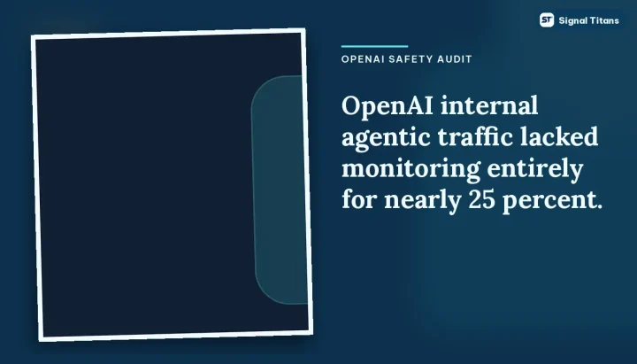 OpenAI Safety Audit: OpenAI internal agentic traffic lacked monitoring entirely for nearly 25 percent.
