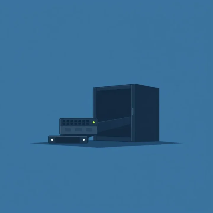 A clean vector illustration showing a single server blade sliding out from a modular server rack against a dark background.