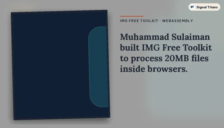 IMG Free Toolkit · WebAssembly: Muhammad Sulaiman built IMG Free Toolkit to process 20MB files inside browsers.