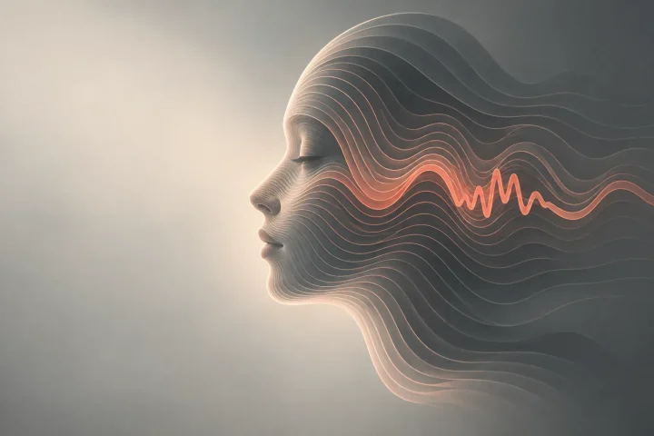 Editorial illustration of a human-like profile formed from sound waves, interrupted by an imperfect waveform representing a misunderstood local accent.