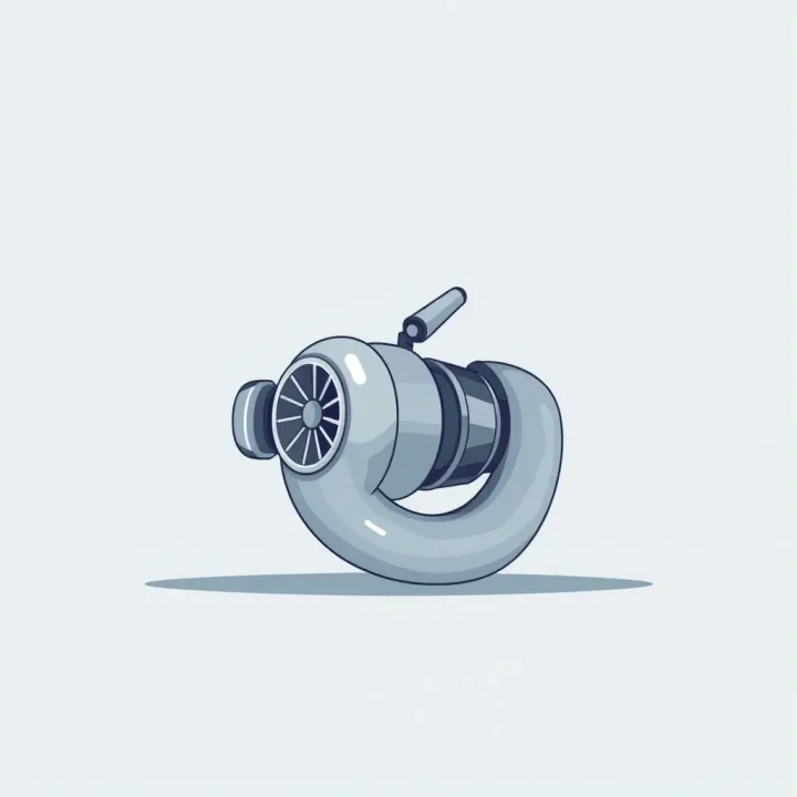 A sleek metallic turbine core being adjusted by a glowing robotic arm in a clean studio environment