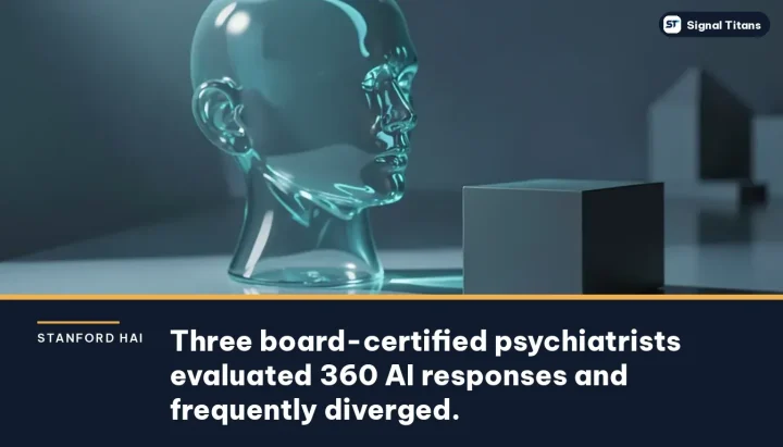 Stanford HAI · AI Safety: Three board-certified psychiatrists evaluated 360 AI responses and frequently diverged.