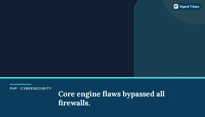 PHP · Cybersecurity: Core engine flaws bypassed all firewalls.