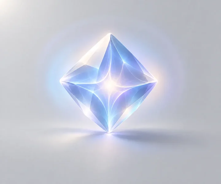 A glowing geometric neural network node on a light gray background, symbolizing speed and intelligence in AI models.