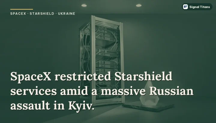 SpaceX · Starshield · Ukraine: SpaceX restricted Starshield services amid a massive Russian assault in Kyiv.
