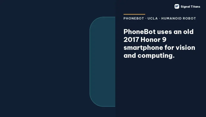 PhoneBot · UCLA · Humanoid Robot: PhoneBot uses an old 2017 Honor 9 smartphone for vision and computing.