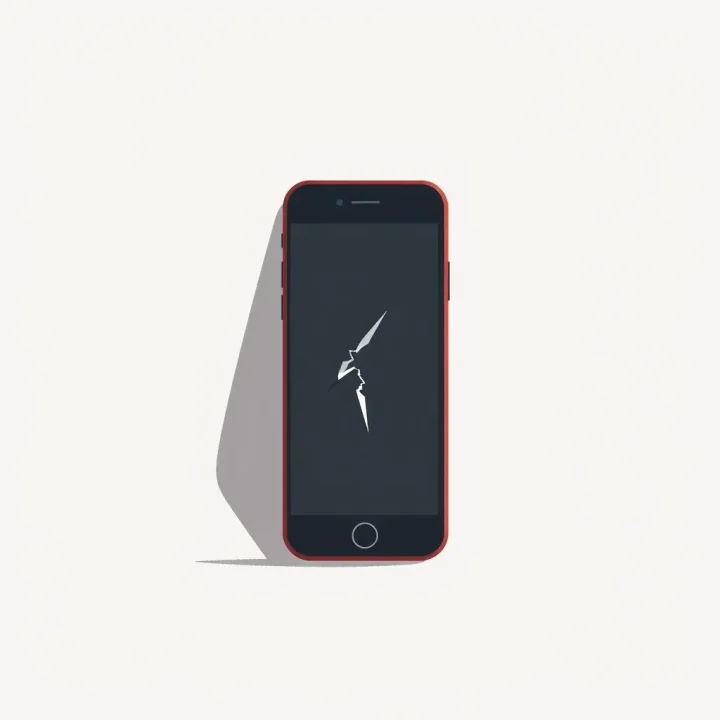 Ilustración editorial de un teléfono inteligente con la pantalla agrietada proyectando una sombra, representando una auditoría de vulnerabilidades en Android asistida por inteligencia artificial.