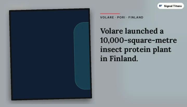 Volare · Pori · Finland: Volare launched a 10,000-square-metre insect protein plant in Finland.