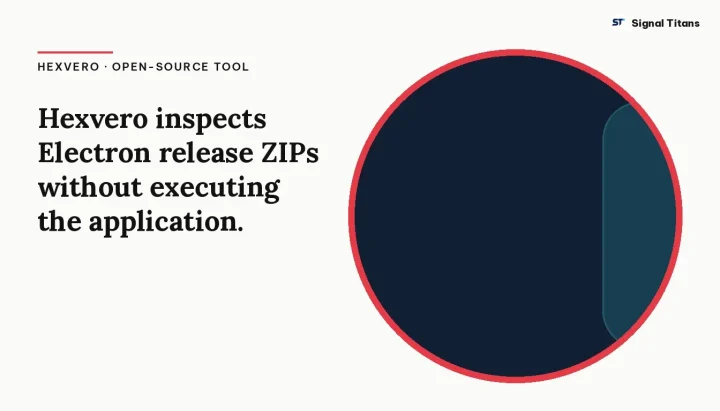 hexvero · open-source tool: Hexvero inspects Electron release ZIPs without executing the application.