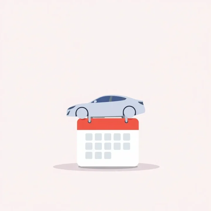 Une illustration vectorielle montrant une carte-clé en forme de voiture posée sur une icône de calendrier.