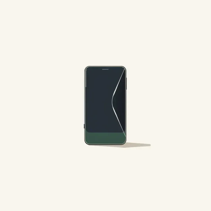 A minimal conceptual illustration depicting a compact foldable smartphone hinge gently opening against a dark botanical green background.