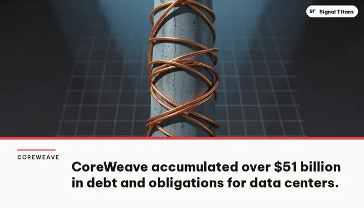 CoreWeave · Stock Sale: CoreWeave accumulated over $51 billion in debt and obligations for data centers.