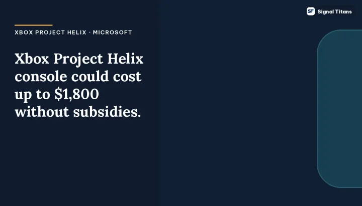 Xbox Project Helix · Microsoft: Xbox Project Helix console could cost up to $1,800 without subsidies.