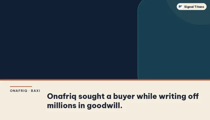Onafriq · Baxi: Onafriq sought a buyer while writing off millions in goodwill.