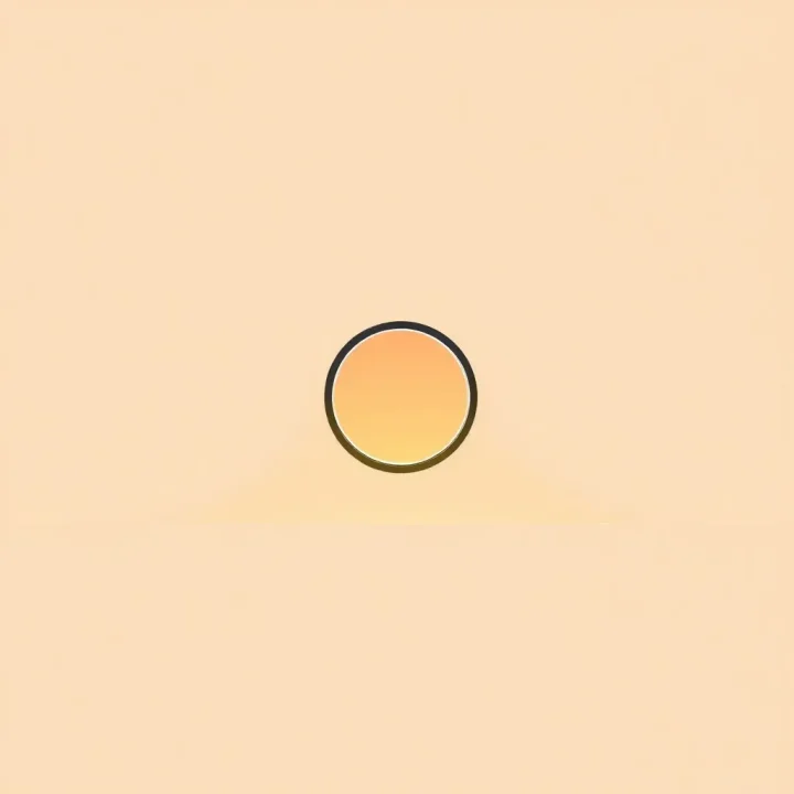 Uma ilustração vetorial minimalista da abertura de uma lente de câmera brilhando contra um fundo quente.