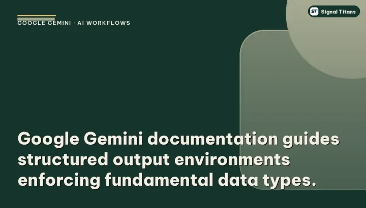 Google Gemini · AI workflows: Google Gemini documentation guides structured output environments enforcing fundamental data types.