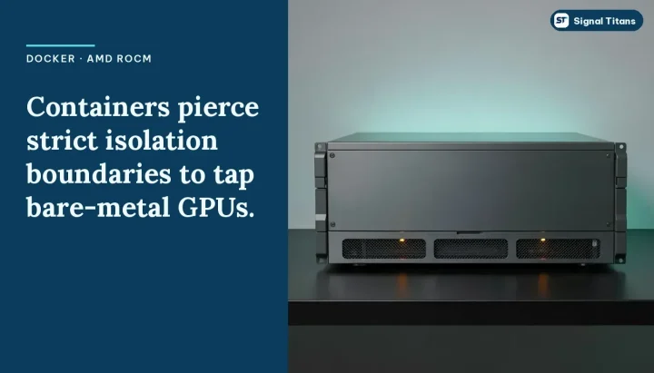 Docker · AMD ROCm: Containers pierce strict isolation boundaries to tap bare-metal GPUs.