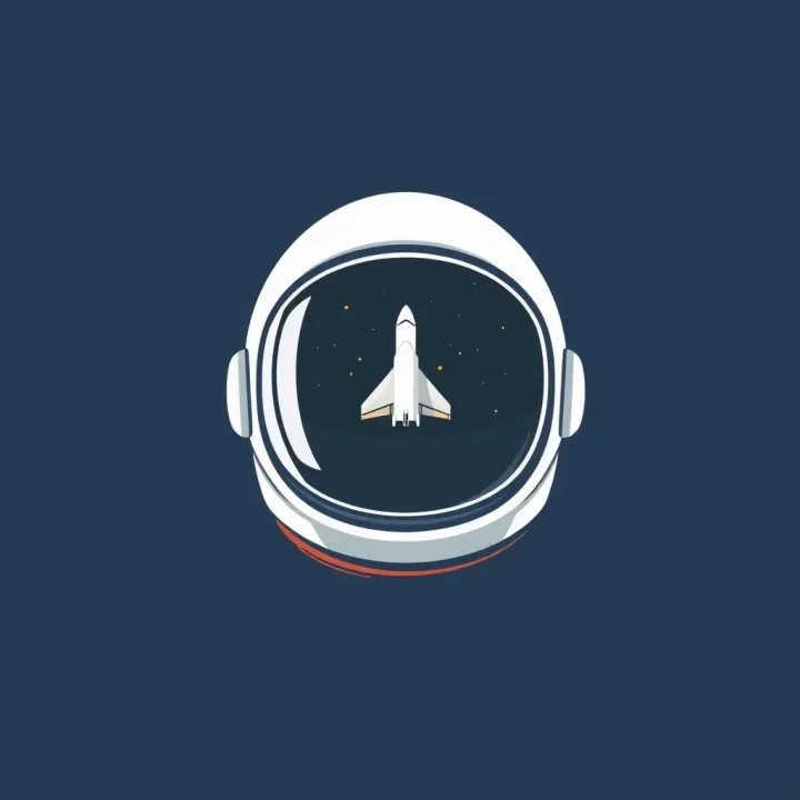 Un casque d’astronaute reflète une navette spatiale s’élevant vers les étoiles, symbolisant le lien entre l’avenir imaginé par Star Trek et l’exploration réelle de la NASA.