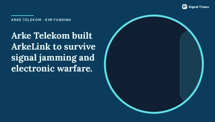 Arke Telekom · €1M Funding: Arke Telekom built ArkeLink to survive signal jamming and electronic warfare.