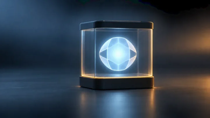 Editorial illustration of an abstract AI agent contained within a transparent boundary, representing layered runtime, compute and hardware controls.