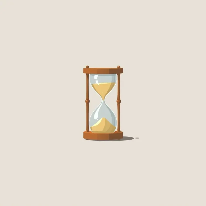 Une illustration horizontale minimaliste d'un sablier divisé sur un fond neutre, représentant un choix difficile.