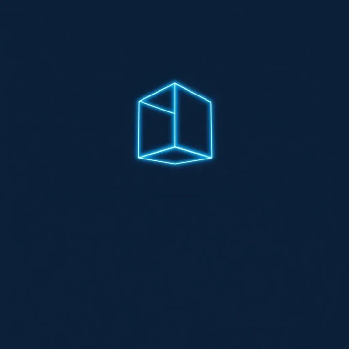 Editorial illustration featuring a glowing geometric cube floating over a dark surface with blue highlights.