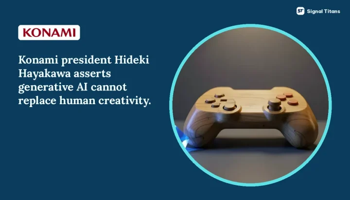 Konami · Hideki Hayakawa: Konami president Hideki Hayakawa asserts generative AI cannot replace human creativity.