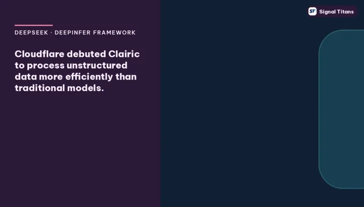 DeepSeek · DeepInfer framework: Cloudflare debuted Clairic to process unstructured data more efficiently than traditional models.